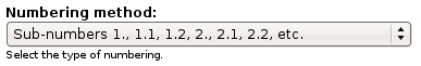 The numbering handling by the Table of Contents module.